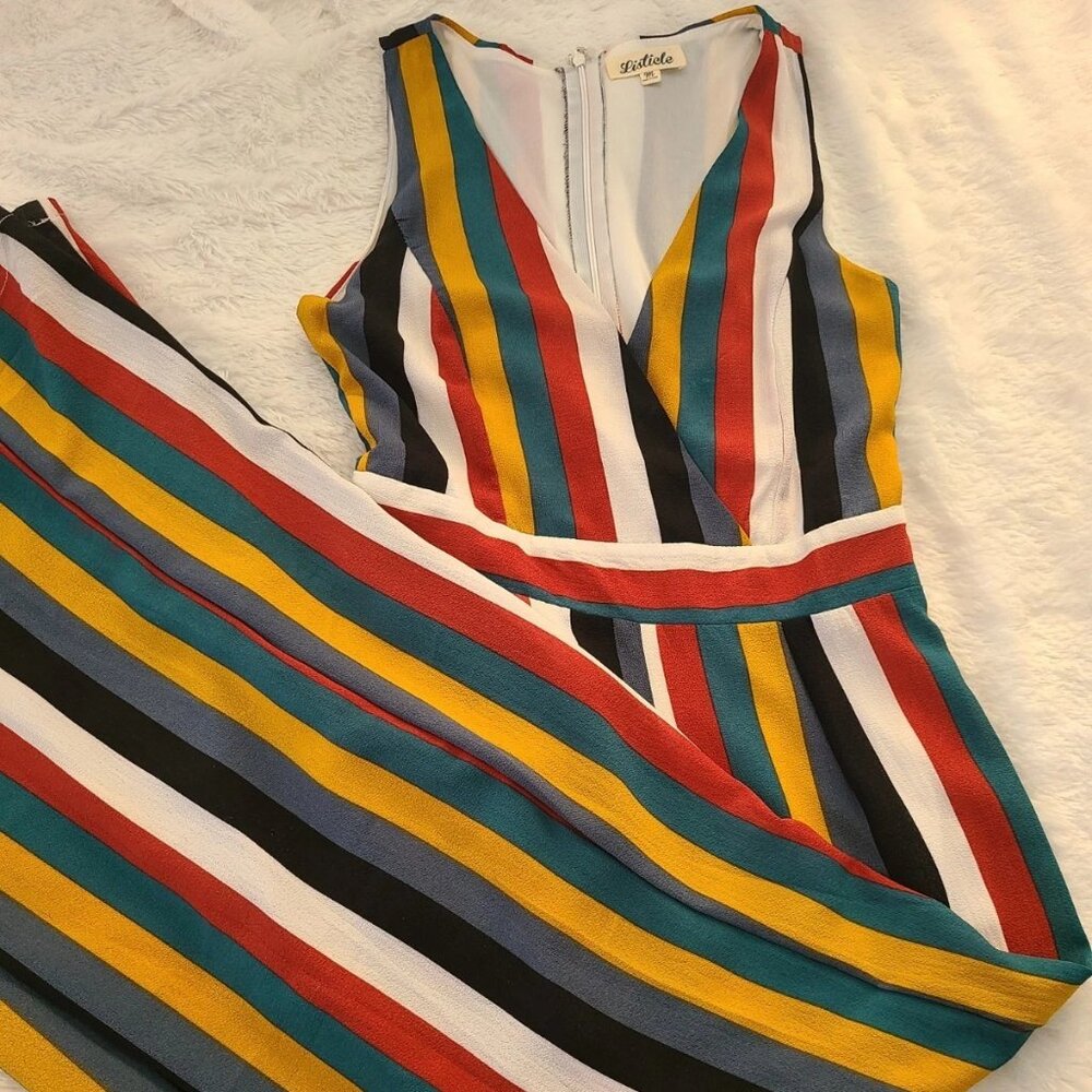 Listicle Striped Womens Jumpsuit Multi-colored Medium Wide-leg Sleeveless
